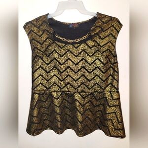 B Famous #USA Sleeveless Gold and Black Top